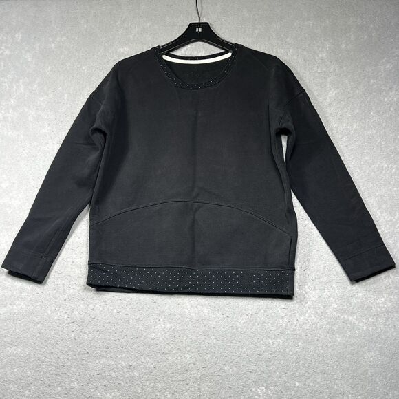 Lululemon Crewneck Womens Size 8 Black Keep Up Crew Cotton Fleece Pullover Faded - Picture 1 of 11